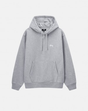 Grey Men's Stussy Stock Logo Hoodie | NDX-1074