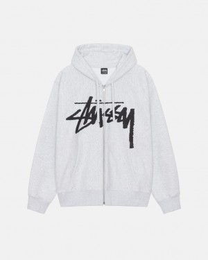 Grey Men's Stussy Venus Zip Hood Sweatshirts | AEP-5431