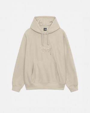 Khaki Men's Stussy Basic Applique Hood Sweatshirts | CGS-8569