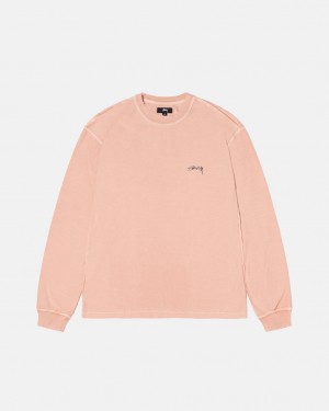 Light Pink Men's Stussy Lazy Ls Tees | GGQ-7420