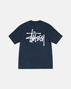 Navy Men's Stussy Basic Stussy Tees | RFQ-1063