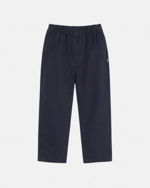 Navy Men's Stussy Beach Pant Brushed Cotton Pants | APM-9306