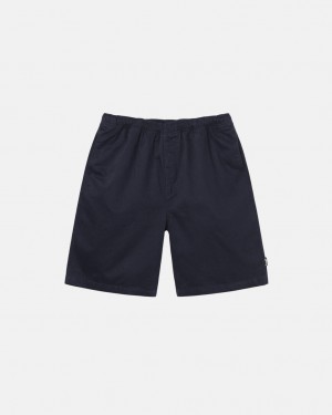 Navy Men's Stussy Brushed Beach Shorts | WGR-8498