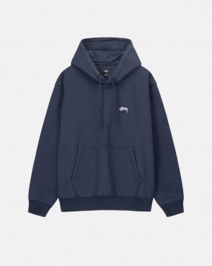 Navy Men's Stussy Overdyed Stock Logo Hoodie | DWN-9505