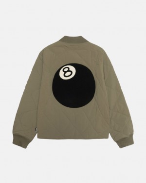 Olive Men's Stussy 8 Ball Quilted Liner Jackets | XHS-5777