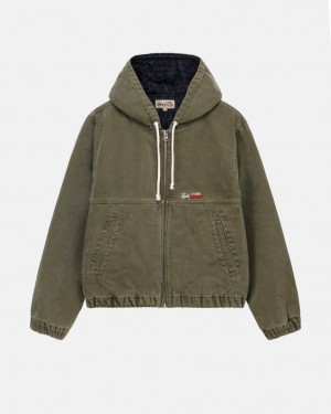 Olive Men's Stussy Work Jacket Insulated Canvas Jackets | LIU-4295