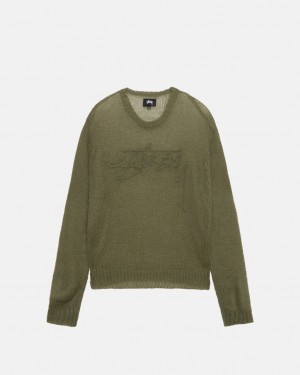 Olive Women's Stussy Loose Knit Sweaters | AIE-0686