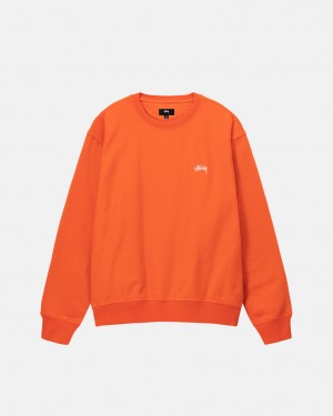 Orange Men's Stussy Overdyed Stock Logo Crew Sweatshirts | AFH-8232