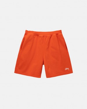 Orange Men's Stussy Overdyed Stock Logo Short Sweatshirts | TDG-2309