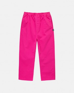 Pink Men's Stussy Brushed Beach Pants | DYR-2949