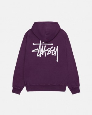 Purple Men's Stussy Basic Stussy Hoodie Pigment Dyed Hoodie | YON-1795