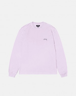 Purple Men's Stussy Lazy Ls Tees | UEH-3787