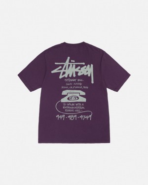 Purple Men's Stussy Old Phone Tee Pigment Dyed Tees | ZRC-1096