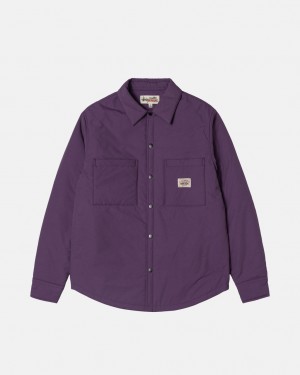 Purple Men's Stussy Padded Tech Over Shirt Jackets | QRT-3873