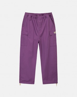 Purple Men's Stussy Ripstop Cargo Beach Pants | COZ-3556