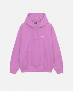 Purple Men's Stussy Stock Logo Hood Sweatshirts | ZIX-6542