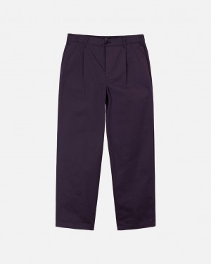 Purple Men's Stussy Twill Volume Pleated Trouser Pants | OWF-2090