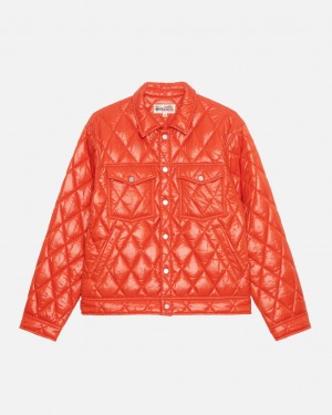 Red Men's Stussy Ranch Jacket Quilted Nylon Jackets | YZX-0893