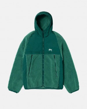 Turquoise Men's Stussy Sherpa Paneled Hooded Jackets | TQR-9684