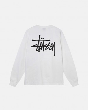 White Men's Stussy Basic Stussy Ls Tees | JNG-6415