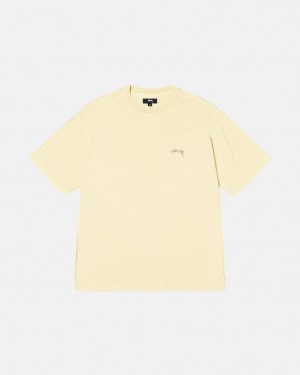 Yellow Men's Stussy Pig. Dyed Inside Out Crew Tees | KKZ-0313