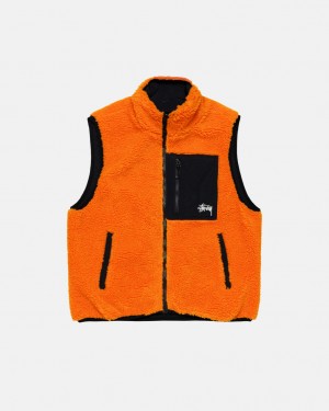 Yellow Women's Stussy Sherpa Reversible Vest | RCA-3180