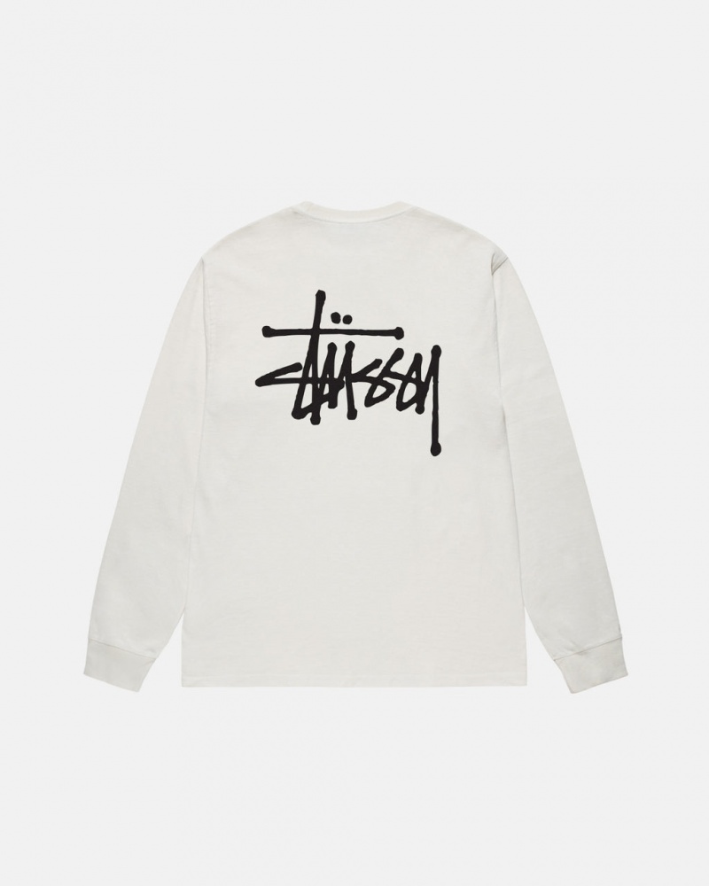 Beige Men\'s Stussy Basic Stussy LS Tee Pigment Dyed Tees | XJB-3064