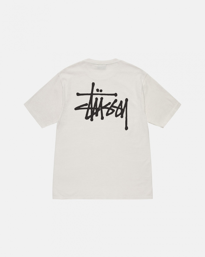 Beige Men\'s Stussy Basic Stussy Tees | PRC-3505