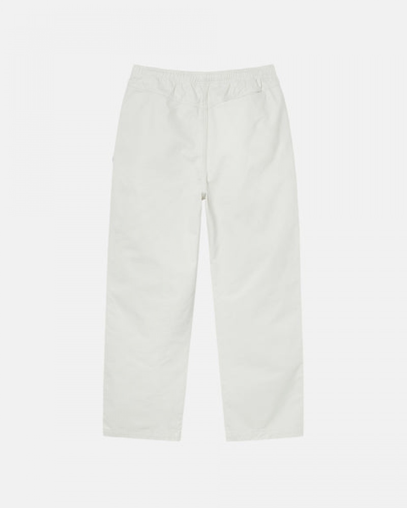 Beige Men's Stussy Beach Pant Brushed Cotton Pants | UXS-1561