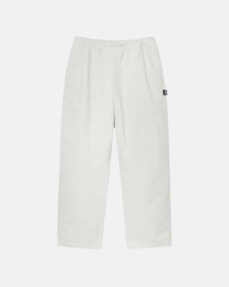 Beige Men\'s Stussy Beach Pant Brushed Cotton Pants | UXS-1561