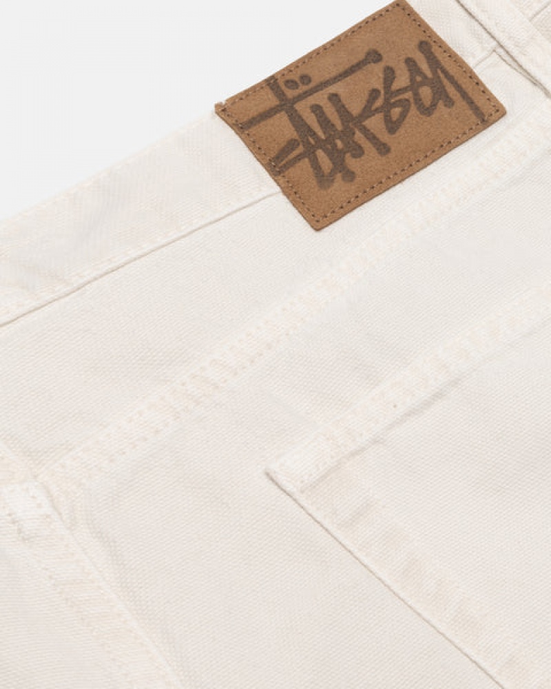 Beige Men's Stussy Big Ol' Jean Washed Canvas Denim | FHB-3633