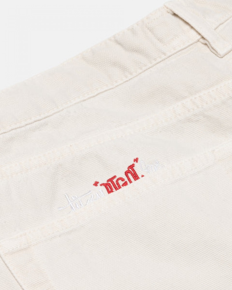 Beige Men's Stussy Big Ol' Jean Washed Canvas Denim | FHB-3633