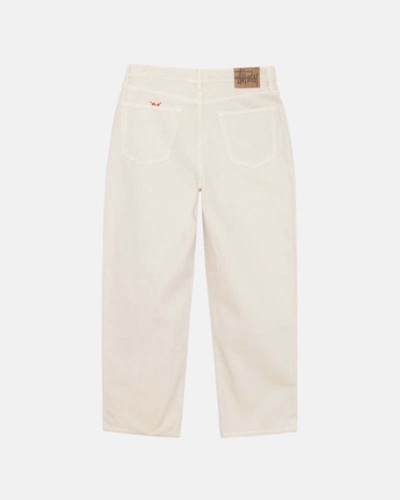 Beige Men's Stussy Big Ol' Jean Washed Canvas Pants | UNT-8274