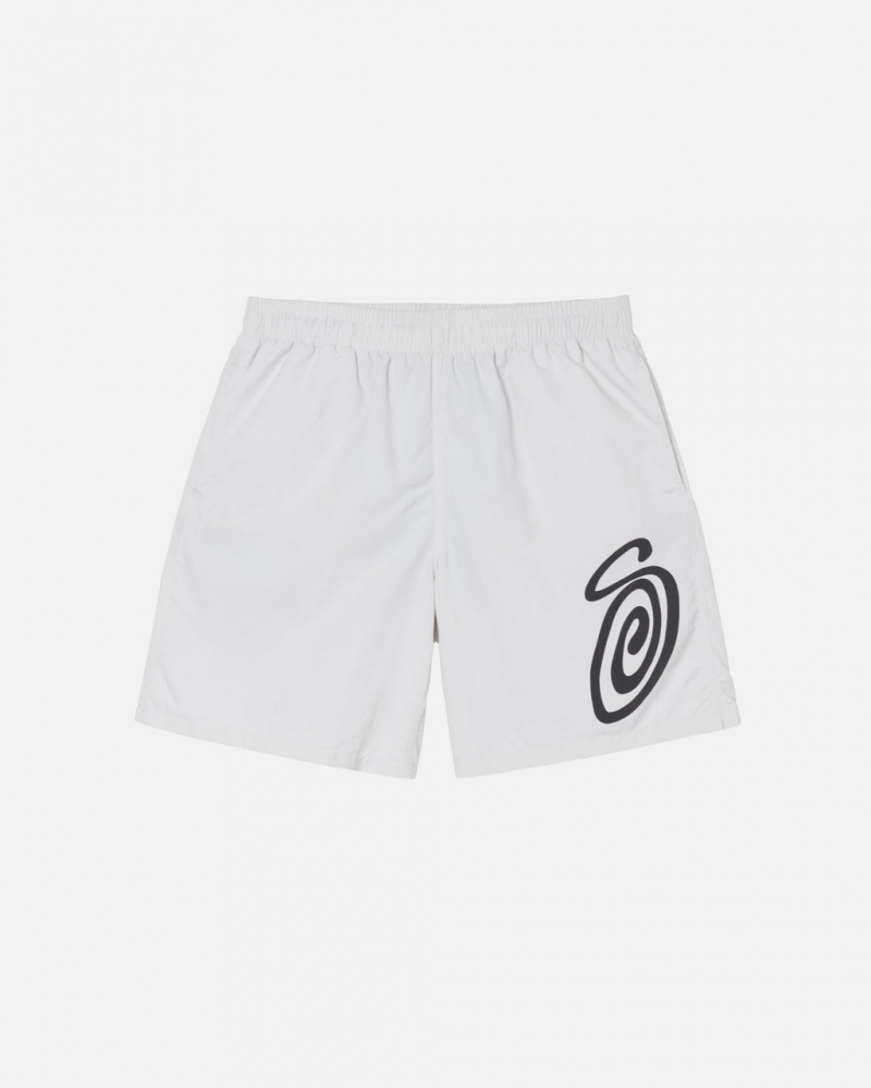 Beige Men\'s Stussy Curly S Water Short Swimwear | ECW-3580