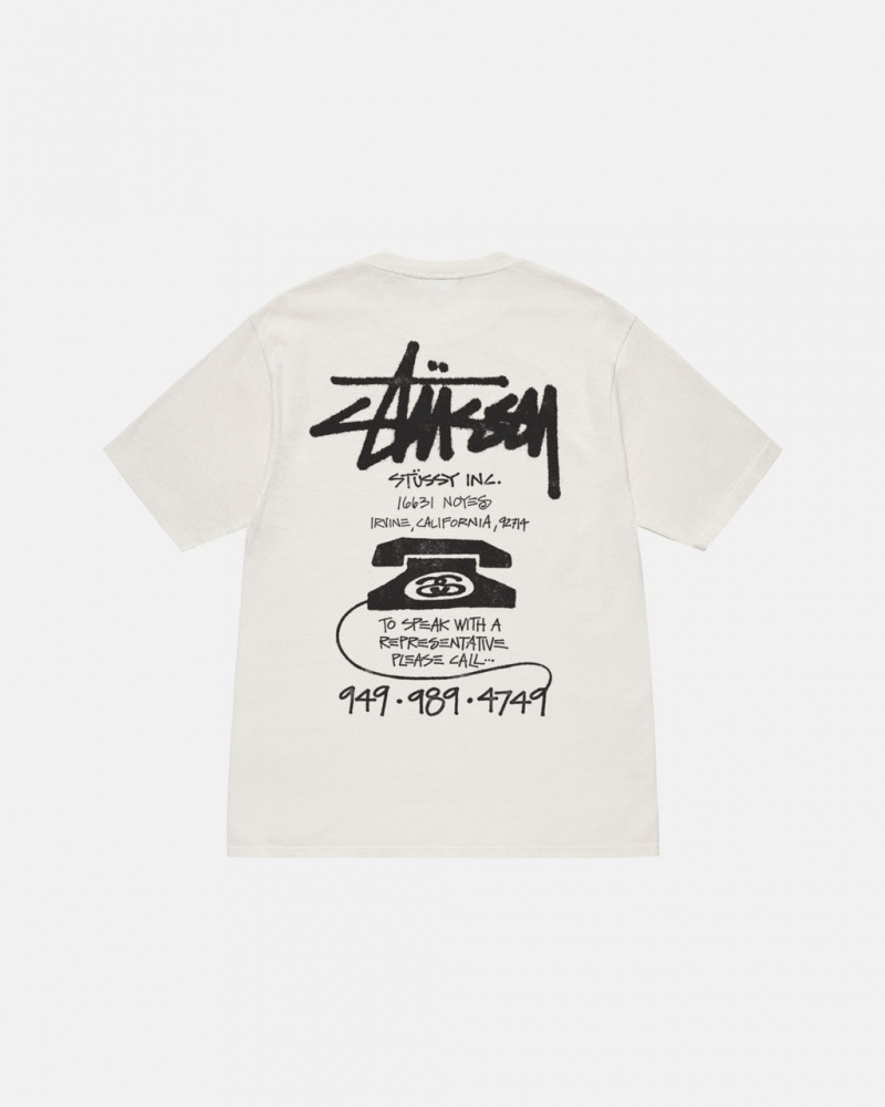 Beige Men\'s Stussy Old Phone Tee Pigment Dyed Tees | XYH-6845