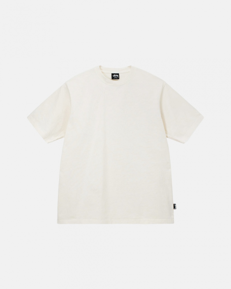 Beige Men\'s Stussy Pigment Dyed Crew Tops | WCI-2351