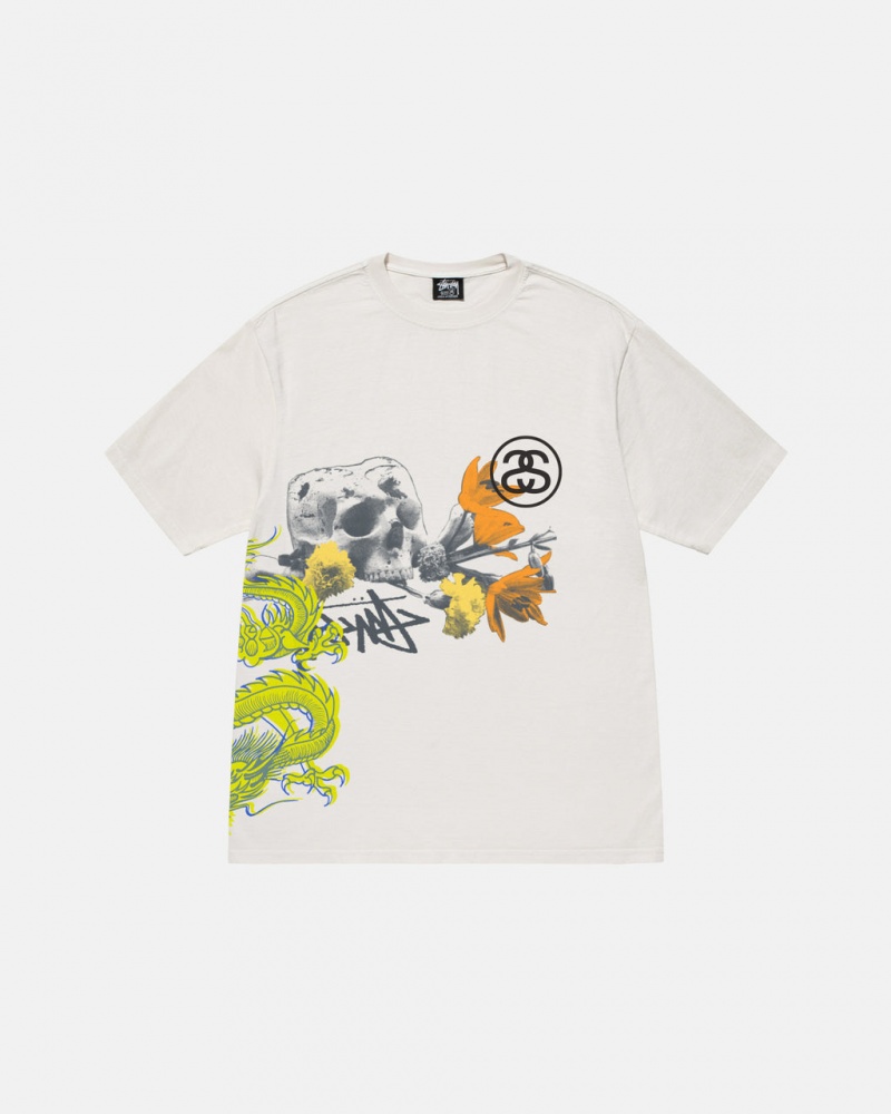 Beige Men\'s Stussy Strike Pigment Dyed Tees | YVD-1590