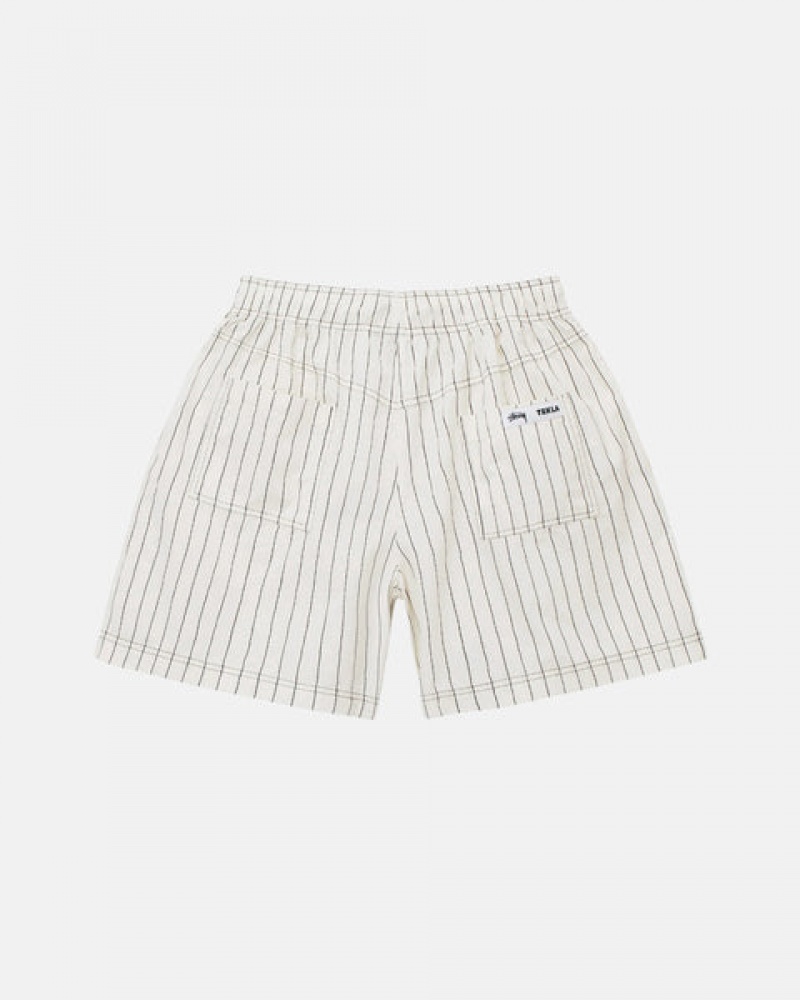 Beige Men's Stussy Tekla Poplin Pyjama Shorts | OPX-7724