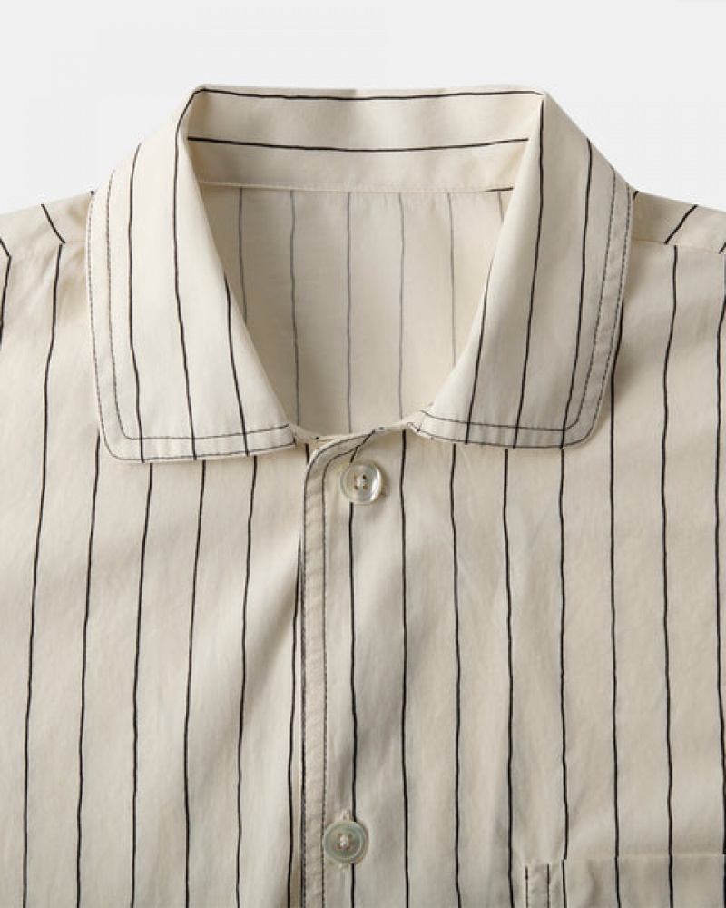 Beige Men's Stussy Tekla Poplin Pyjama Shirts | SPP-2163