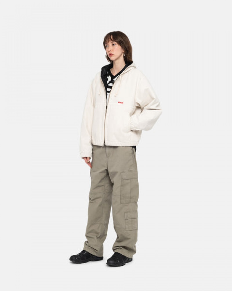 Beige Men's Stussy Work Jacket Insulated Canvas Jackets | SYO-5372