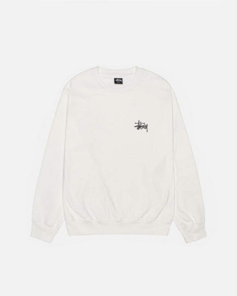 Beige Women's Stussy Basic Stüssy Pigment Dyed Crew Sweatshirts | AXV-6430