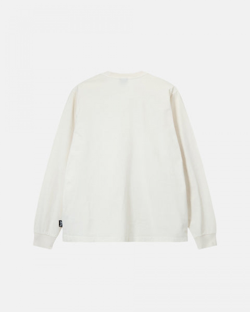 Beige Women's Stussy Heavyweight Pigment Dyed Ls Crew Tops | QBF-8094