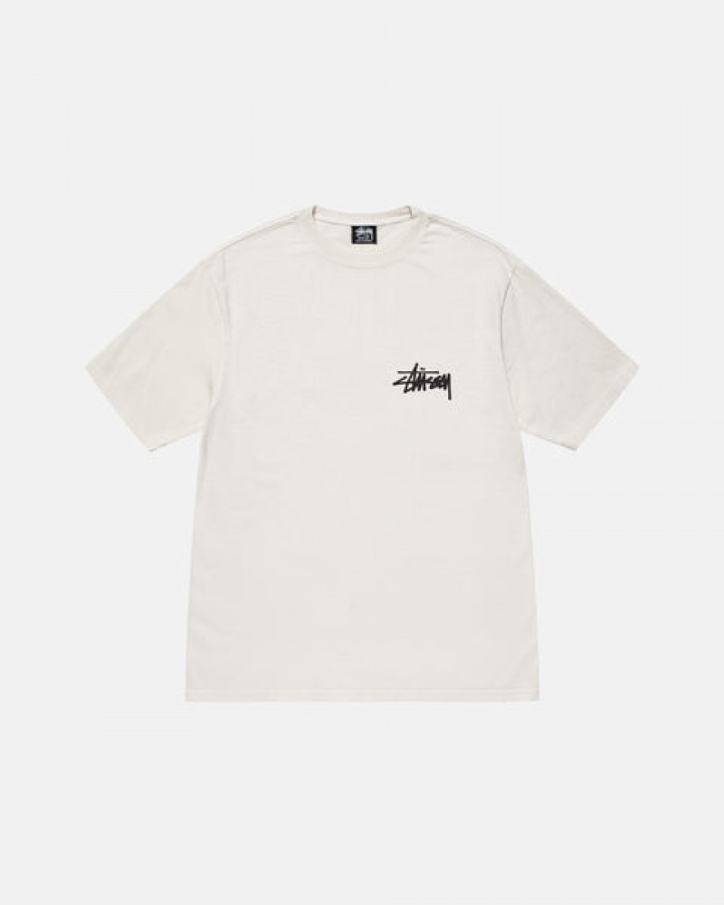 Beige Women's Stussy Old Phone Tee Pigment Dyed Tees | KXF-7774