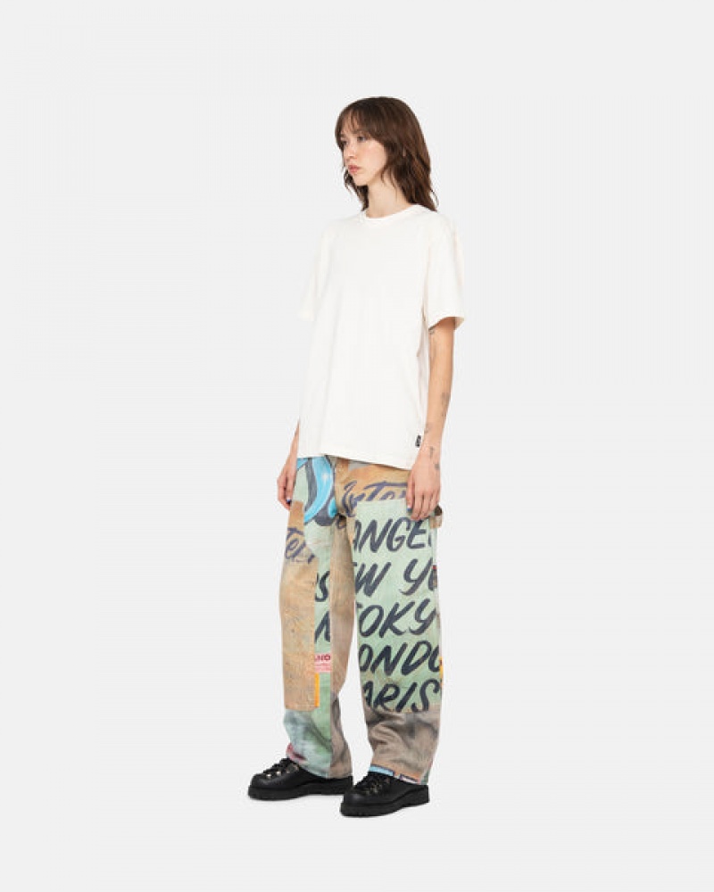 Beige Women's Stussy Pigment Dyed Crew Tees | OGM-9269