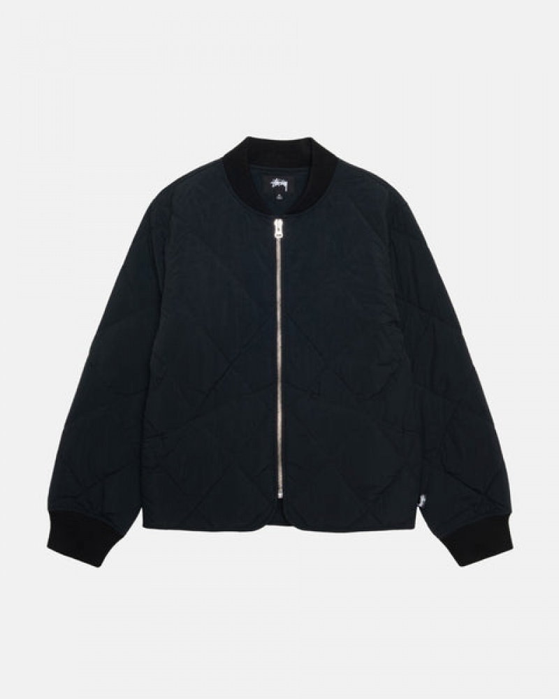 Black Men's Stussy 8 Ball Quilted Liner Jackets | SXJ-5725