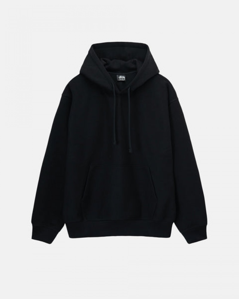 Black Men's Stussy Back Hood Applique Hoodie | JLK-3566