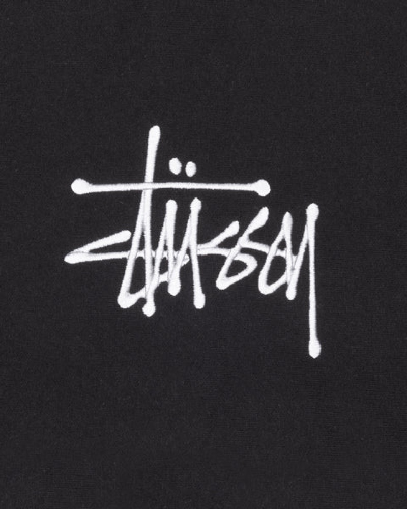 Black Men's Stussy Basic Applique Hoodie | DWG-6096