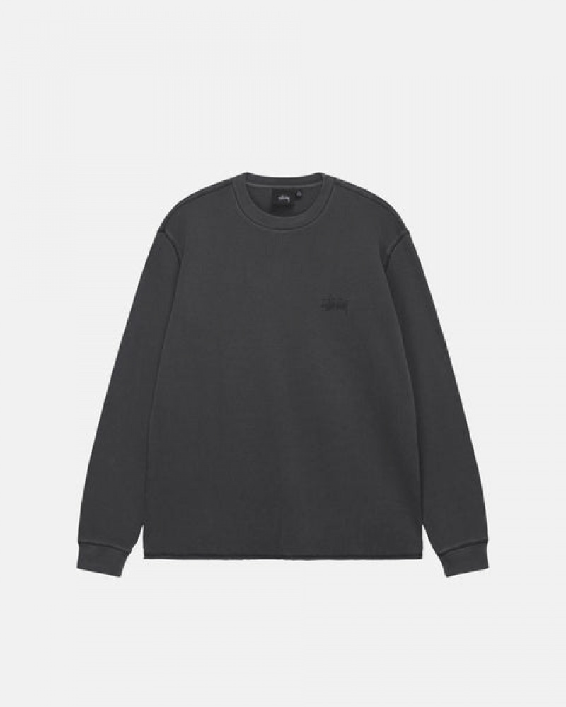 Black Men's Stussy Basic Stock Ls Thermal Tops | MYM-0724