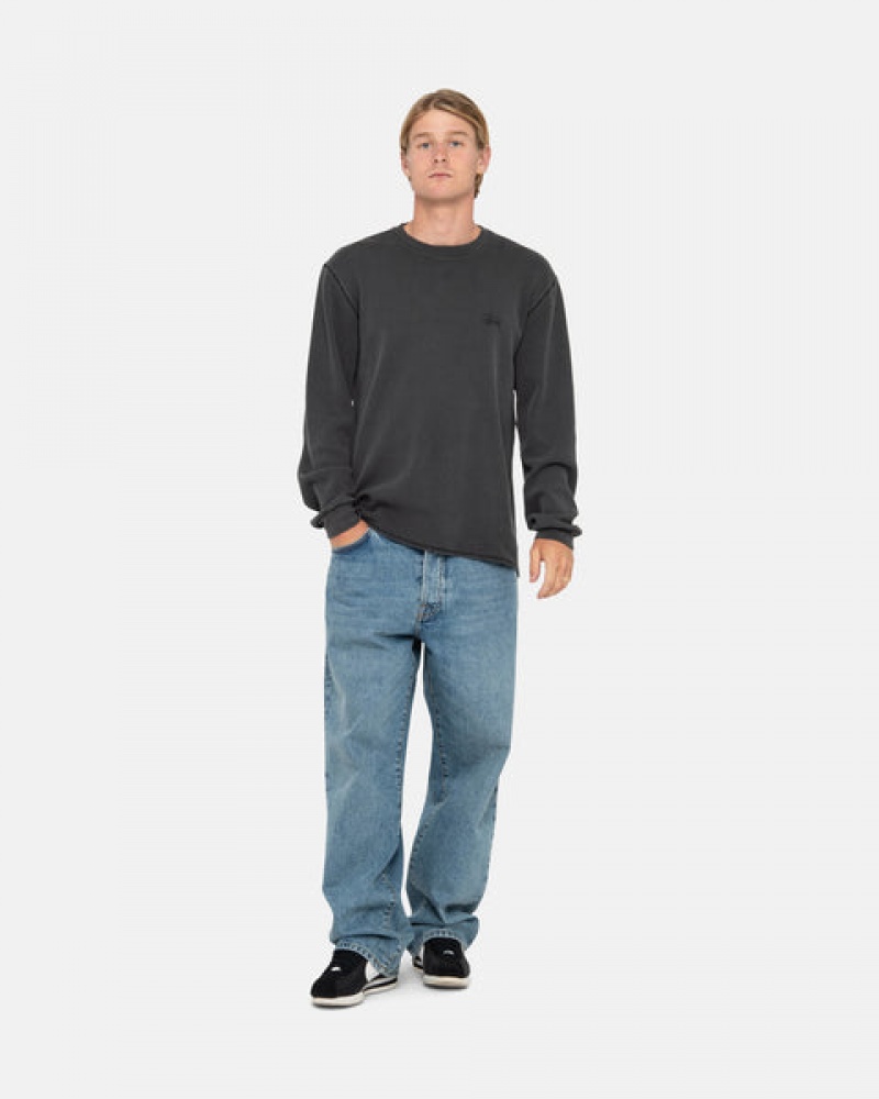 Black Men's Stussy Basic Stock Ls Thermal Tops | MYM-0724