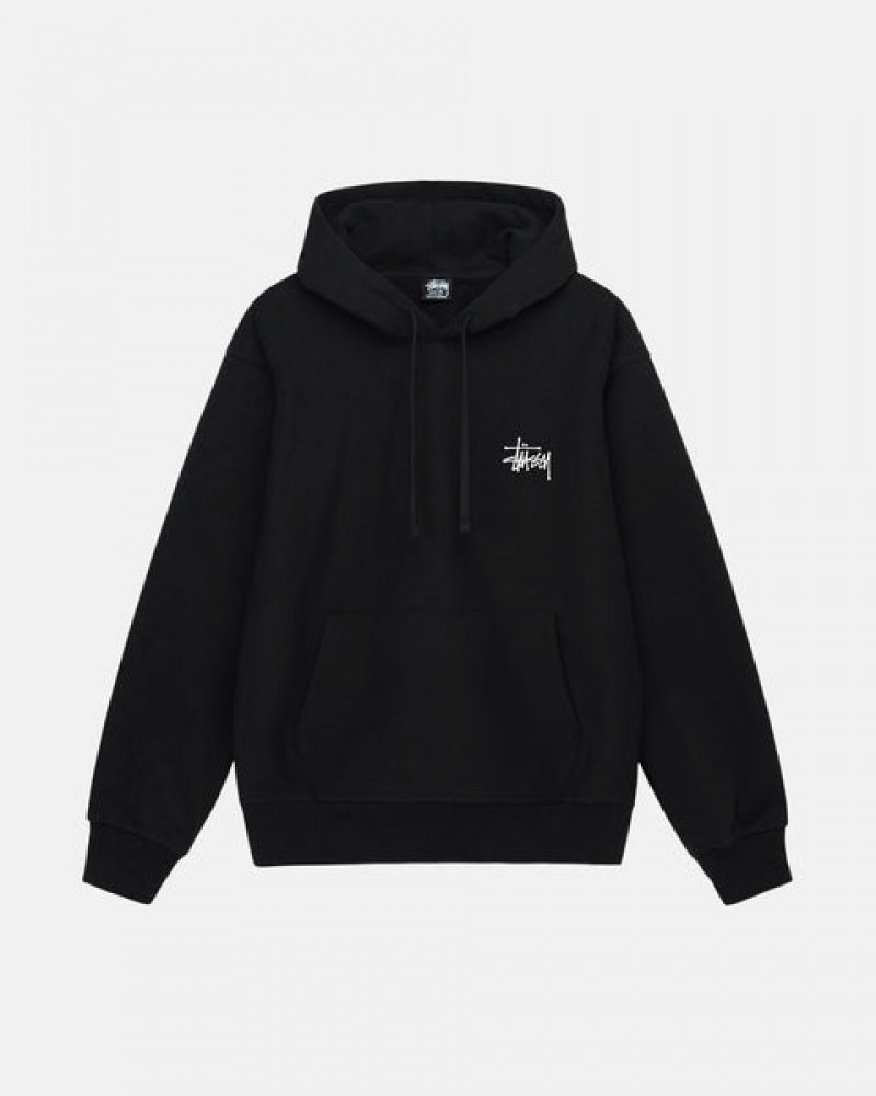 Black Men's Stussy Basic Stussy Hoodie | UNA-3266